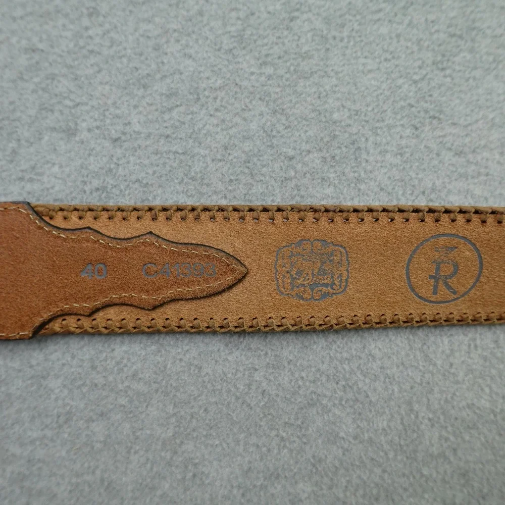 Tony Lama Belt Mens 40 Black Western Leather Tooled C41393 Eisenhower Coin Buckl